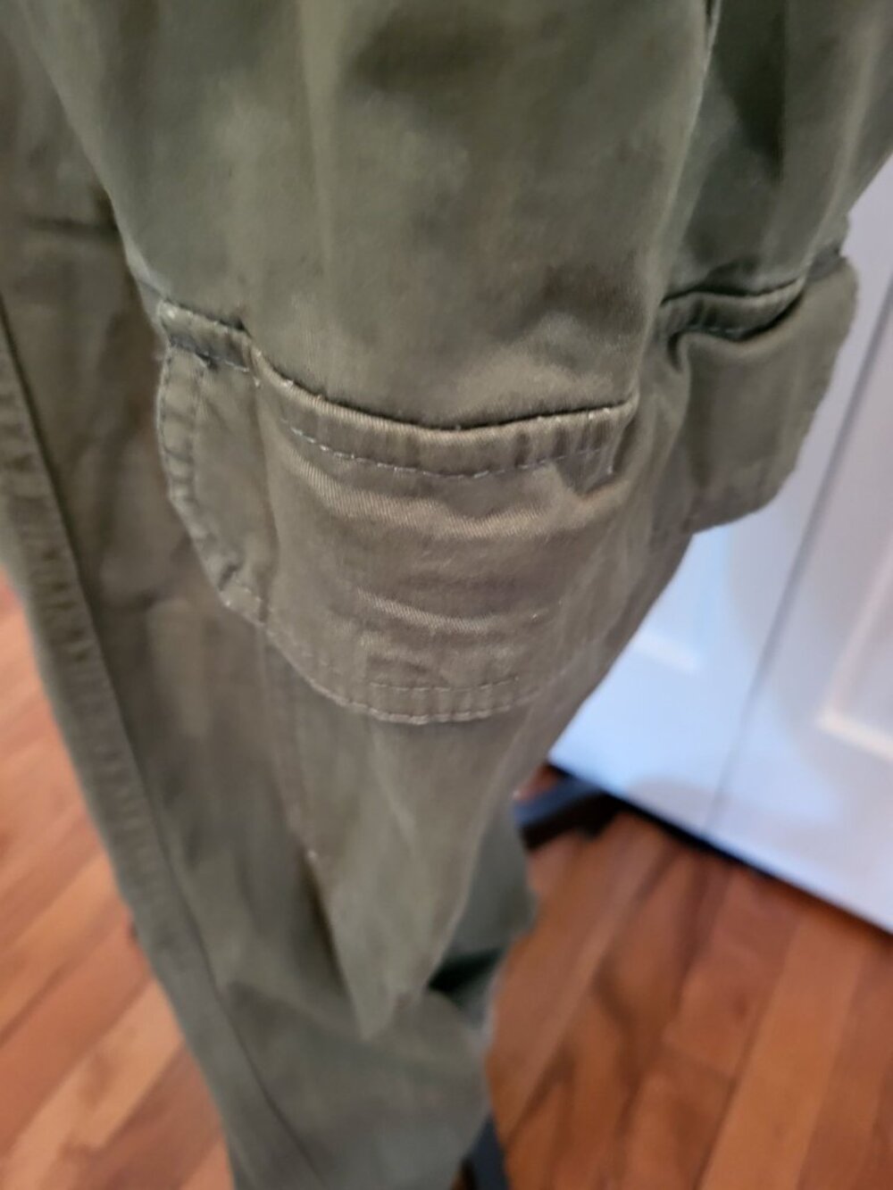 BBJ Olive Green Wide Leg Cargo Pants Pocket 11/30 Grunge Military Y2K Streetwear - Picture 3 of 7